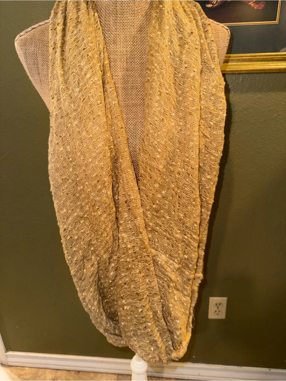 Shimmery Gold Knit Infinity Scarf